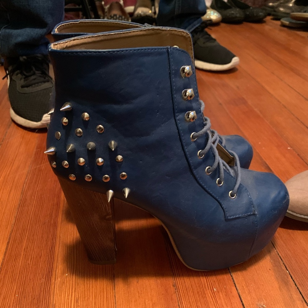 Blue spiked booties! Size 8